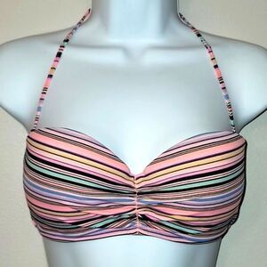 Victoria's Secret | Colorful Striped Convertible Bandeau Bikini Top | 32D
